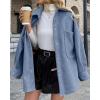 imageCHARTOU Womens Fall Thicken Shirt Jacket Wool Lapel Snap Button Mid Long Casual Work Coat with PocketsBlue