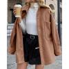 imageCHARTOU Womens Fall Thicken Shirt Jacket Wool Lapel Snap Button Mid Long Casual Work Coat with PocketsBrown
