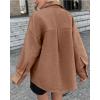 imageCHARTOU Womens Fall Thicken Shirt Jacket Wool Lapel Snap Button Mid Long Casual Work Coat with PocketsBrown
