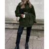 imageCHARTOU Womens Fall Thicken Shirt Jacket Wool Lapel Snap Button Mid Long Casual Work Coat with PocketsDark Green