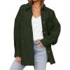 imageCHARTOU Womens Fall Thicken Shirt Jacket Wool Lapel Snap Button Mid Long Casual Work Coat with PocketsDark Green