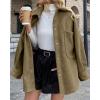 imageCHARTOU Womens Fall Thicken Shirt Jacket Wool Lapel Snap Button Mid Long Casual Work Coat with PocketsGreen