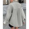 imageCHARTOU Womens Fall Thicken Shirt Jacket Wool Lapel Snap Button Mid Long Casual Work Coat with PocketsGrey