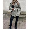 imageCHARTOU Womens Fall Thicken Shirt Jacket Wool Lapel Snap Button Mid Long Casual Work Coat with PocketsGrey
