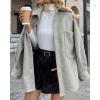 imageCHARTOU Womens Fall Thicken Shirt Jacket Wool Lapel Snap Button Mid Long Casual Work Coat with PocketsGrey