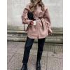 imageCHARTOU Womens Fall Thicken Shirt Jacket Wool Lapel Snap Button Mid Long Casual Work Coat with PocketsPink