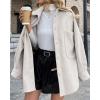 imageCHARTOU Womens Fall Thicken Shirt Jacket Wool Lapel Snap Button Mid Long Casual Work Coat with PocketsWhite