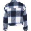 imageCHARTOU Womens Oversized Plaid Shacket Flannel Brushed Checkered Button Down Crop Top Shirt JacketDark Blue