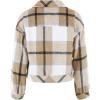 imageCHARTOU Womens Oversized Plaid Shacket Flannel Brushed Checkered Button Down Crop Top Shirt JacketKhaki
