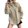 imageCHARTOU Womens Fall Thicken Shirt Jacket Wool Lapel Snap Button Mid Long Casual Work Coat with PocketsApricot