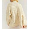 imageCHARTOU Women Fall Winter Chunky Cable Knit Cardigan Sweater Oversized Lapel Button Down Outwear Coat JacketBeige