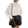 imageCHARTOU Women Long Sleeve Knitted Crop Turtleneck Sweater Cropped Knit Sweater Jumper Top PulloverWhite