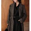 imageCHARTOU Women Long Wool Plaid Pea Coat Winter Vintage Lapel Single Button Trench Overcoat Peacoat with BeltCoffee