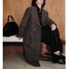 imageCHARTOU Women Long Wool Plaid Pea Coat Winter Vintage Lapel Single Button Trench Overcoat Peacoat with BeltCoffee