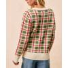 imageCHARTOU Women Plaid Stripes Knit Pullover Sweater Fall Crew Neck Long Sleeve Vacation Jumper TopsGreen