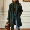 imageCHARTOU Women Plaid Wool Pea Coat Vintage Winter Notched Lapel Single Breasted Midi Trench Overcoat Outwear JacketGreen