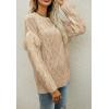 imageCHARTOU Womens Elegant Long Sleeve Tassel Fringe Cable Knit Sweater Jumper TopApricot