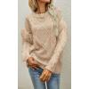 imageCHARTOU Womens Elegant Long Sleeve Tassel Fringe Cable Knit Sweater Jumper TopApricot