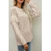 imageCHARTOU Womens Elegant Long Sleeve Tassel Fringe Cable Knit Sweater Jumper TopBeige