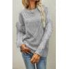 imageCHARTOU Womens Elegant Long Sleeve Tassel Fringe Cable Knit Sweater Jumper TopGrey