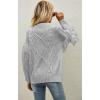 imageCHARTOU Womens Elegant Long Sleeve Tassel Fringe Cable Knit Sweater Jumper TopGrey