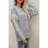 imageCHARTOU Womens Elegant Long Sleeve Tassel Fringe Cable Knit Sweater Jumper TopGrey