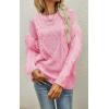 imageCHARTOU Womens Elegant Long Sleeve Tassel Fringe Cable Knit Sweater Jumper TopPink
