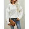 imageCHARTOU Womens Elegant Long Sleeve Tassel Fringe Cable Knit Sweater Jumper TopWhite