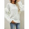 imageCHARTOU Womens Elegant Long Sleeve Tassel Fringe Cable Knit Sweater Jumper TopWhite