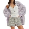 imageCHARTOU Women Fall Winter Chunky Cable Knit Cardigan Sweater Oversized Lapel Button Down Outwear Coat JacketPurple