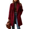 imageCHARTOU Women Plaid Wool Pea Coat Vintage Winter Notched Lapel Single Breasted Midi Trench Overcoat Outwear JacketRed