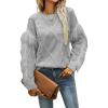 imageCHARTOU Womens Elegant Long Sleeve Tassel Fringe Cable Knit Sweater Jumper TopGrey