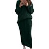 imageCHARTOU Womens Winter Chunky Cable Knit Long Skirt 2 Piece Outfit Sweater SetsGreen