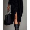 imageCHARTOU Corduroy Long Sleeve Dress for Women Fall Winter Button Down Midi Dress with PocketBlack