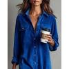 imageCHARTOU Corduroy Long Sleeve Dress for Women Fall Winter Button Down Midi Dress with PocketBlue
