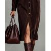 imageCHARTOU Corduroy Long Sleeve Dress for Women Fall Winter Button Down Midi Dress with PocketCoffee