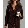 imageCHARTOU Corduroy Long Sleeve Dress for Women Fall Winter Button Down Midi Dress with PocketCoffee