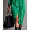 imageCHARTOU Corduroy Long Sleeve Dress for Women Fall Winter Button Down Midi Dress with PocketGreen
