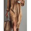 imageCHARTOU Corduroy Long Sleeve Dress for Women Fall Winter Button Down Midi Dress with PocketKhaki