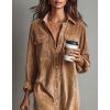 imageCHARTOU Corduroy Long Sleeve Dress for Women Fall Winter Button Down Midi Dress with PocketKhaki