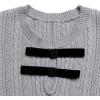 imageCHARTOU Women Bow Tie Cable Mini Sweater Dress Crewneck Long Sleeve Cinched Waist Knitted Short DressGrey