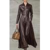 imageCHARTOU Women Long Faux Leather Dresses Front Zipper Long Sleeve PU Leather Flowy Dress with PocketsCoffee