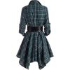 imageCHARTOU Womens Chic Spread Collar High Waist Belt Plaid Irregular ALine Midi Blouse DressGreen
