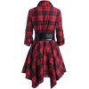 imageCHARTOU Womens Chic Spread Collar High Waist Belt Plaid Irregular ALine Midi Blouse DressRed