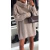 imageCHARTOU Womens Turtleneck Oversized Long Sweater Dress Tunic Pullover Knit Winter DressesApricot
