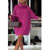 imageCHARTOU Womens Turtleneck Oversized Long Sweater Dress Tunic Pullover Knit Winter DressesRose