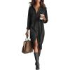 imageCHARTOU Corduroy Long Sleeve Dress for Women Fall Winter Button Down Midi Dress with PocketGrey
