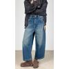 imageCHARTOU Barrel Wide Leg Jeans for Women Baggy Mid Rise Casual Ankle Length Denim PantsBlue