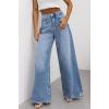 imageCHARTOU Lightweight Summer Vintage Wide Leg Jeans for Women Distressed Washed Denim PantsBlue