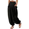 imageCHARTOU Summer Wide Leg Sweatpants Women Palazzo Pants Loose Elastic Waist Lounge Slacks Beach Pants with PocketsBlack
